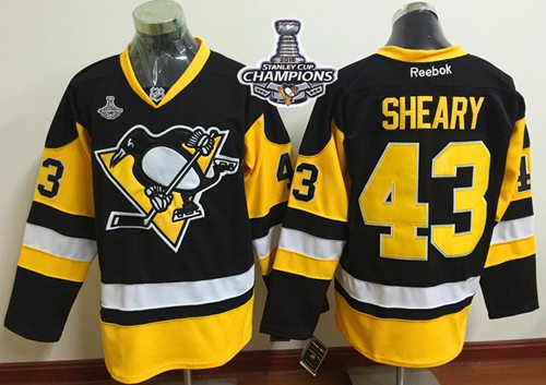 Penguins #43 Conor Sheary Black Alternate 2016 Stanley Cup Champions Stitched NHL Jersey