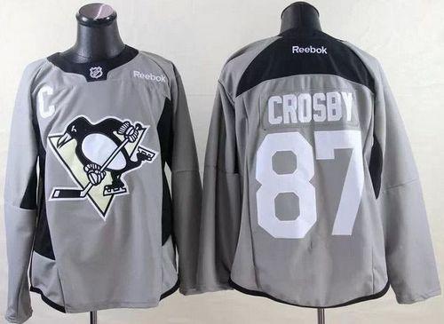 Penguins #87 Sidney Crosby Grey Practice Stitched NHL Jersey