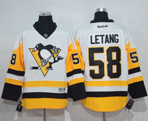 Penguins #58 Kris Letang White New Away Stitched NHL Jersey