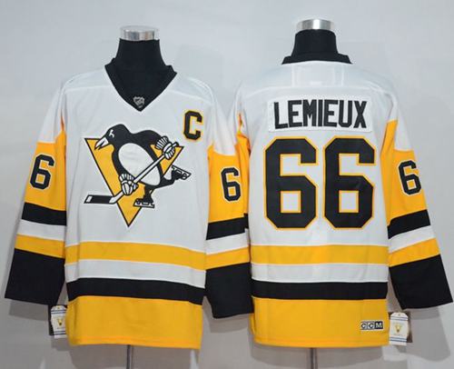 Penguins #66 Mario Lemieux White New Away Stitched NHL Jersey