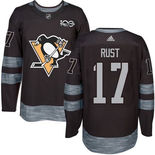 Penguins #17 Bryan Rust Black 1917-2017 100th Anniversary Stitched NHL Jersey