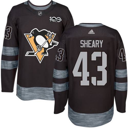 Penguins #43 Conor Sheary Black 1917-2017 100th Anniversary Stitched NHL Jersey