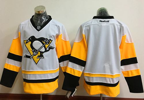 Penguins Blank White New Away Stitched NHL Jersey