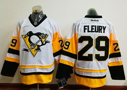 Penguins #29 Andre Fleury White New Away Stitched NHL Jersey
