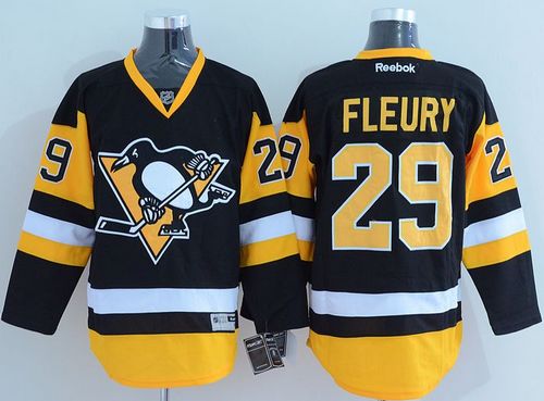 Penguins #29 Andre Fleury Black Alternate Stitched NHL Jersey