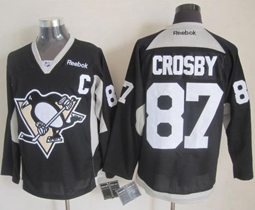 Penguins #87 Sidney Crosby Black Practice Stitched NHL Jersey