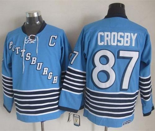Penguins #87 Sidney Crosby Light Blue CCM Throwback Stitched NHL Jersey