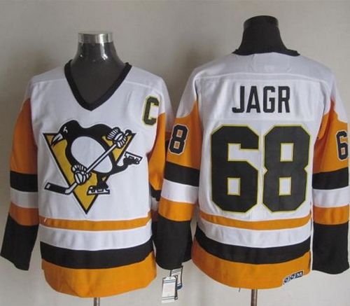 Penguins #68 Jaromir Jagr White/Black CCM Throwback Stitched NHL Jersey