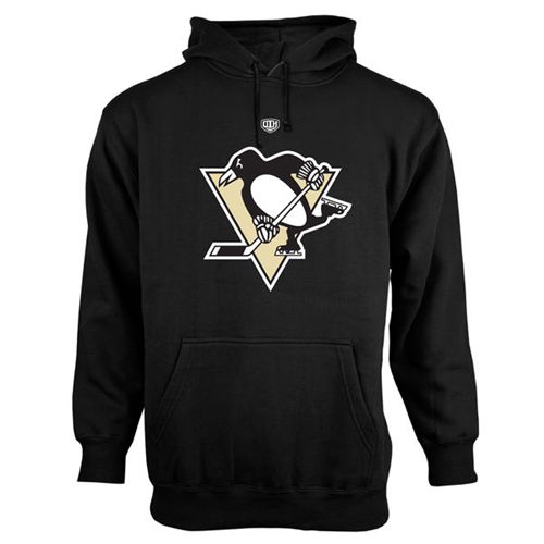Pittsburgh Penguins Old Time Hockey Big Logo with Crest Pullover Hoodie Black