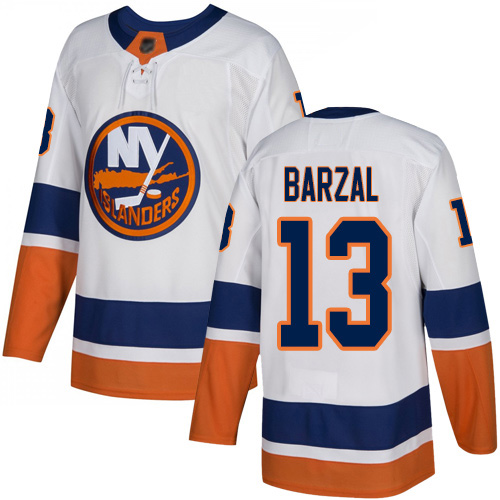 Men's Adidas New York Islanders #13 Mathew Barzal White Stitched NHL Jerse