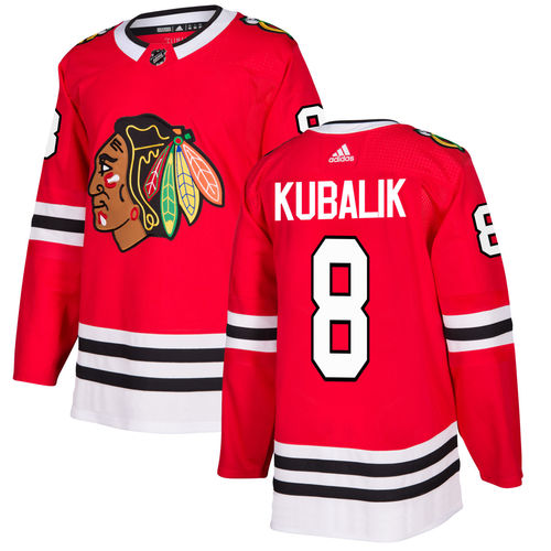 Men's Chicago Blackhawks #8 Dominik Kubalik Red Stitched NHL Jersey