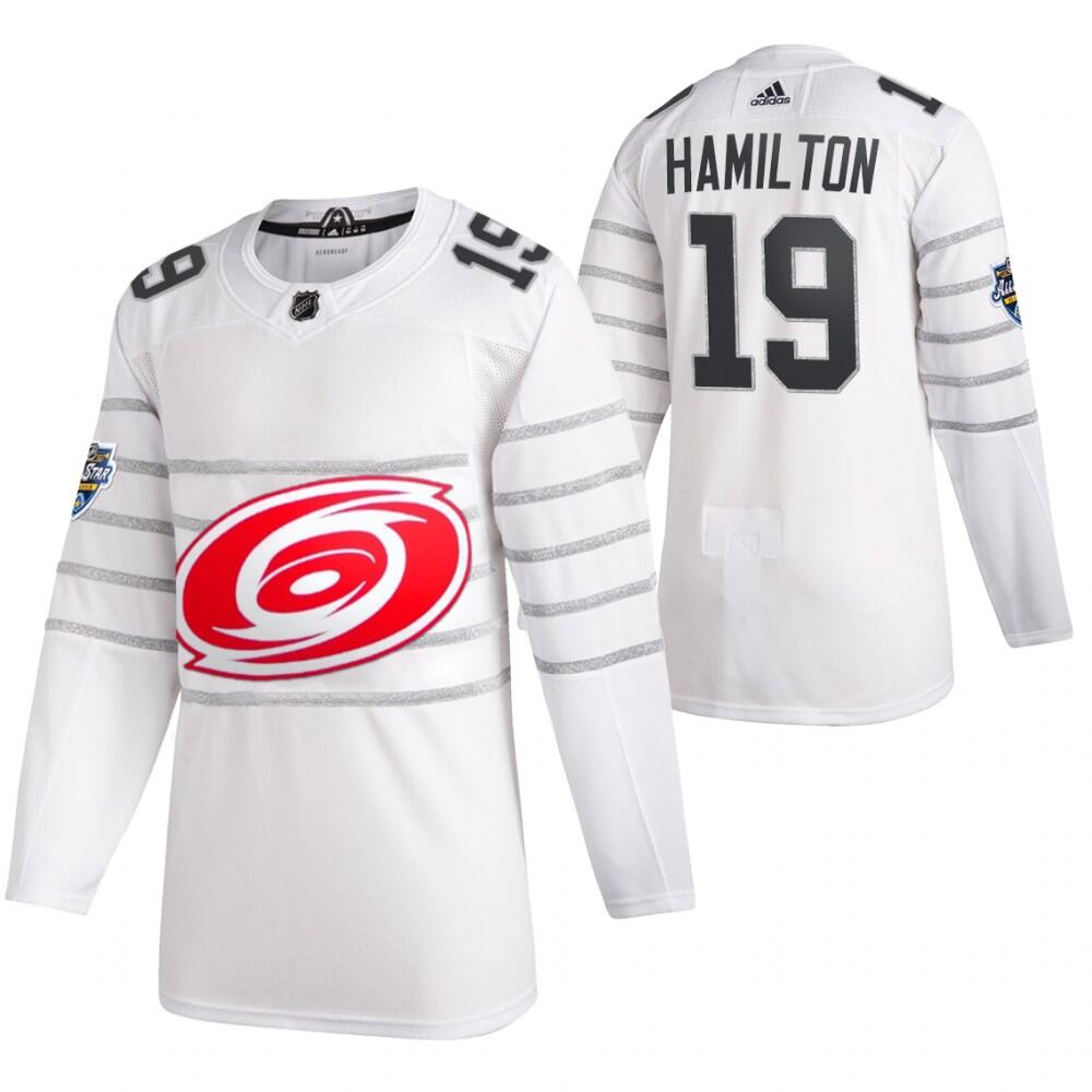 Men's Carolina Hurricanes #19 Dougie Hamilton White All Star Stitched NHL Jersey