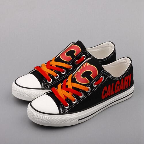 Women And Youth NHL Calgary Flames Repeat Print Low Top Sneakers