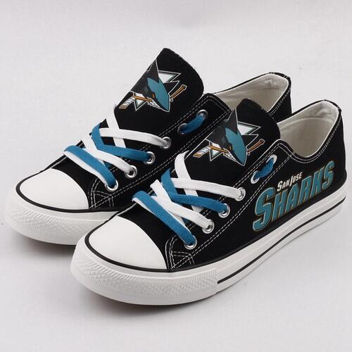 Women And Youth NHL San Jose Sharks Repeat Print Low Top Sneakers