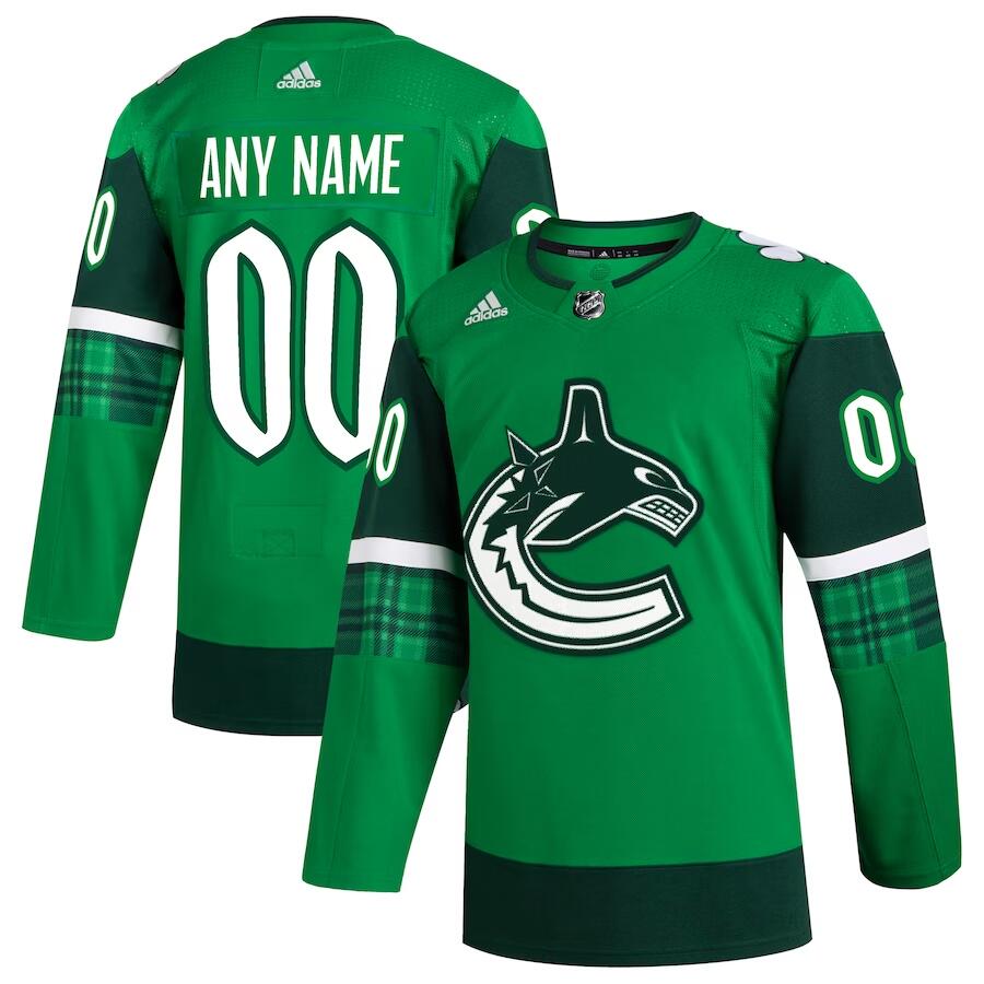Men's Vancouver Canucks Customized Kelly Green NHL Stitched Jersey