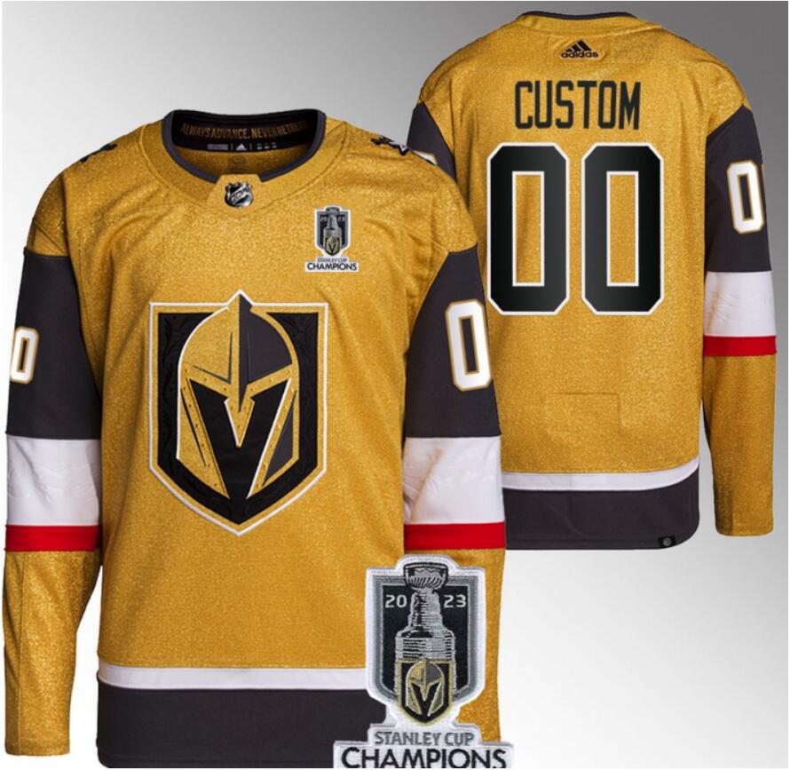 Men's Vegas Golden Knights Active Player Custom Gold 2023 Stanley Cup Champions Stitched Jersey
