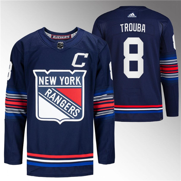 Men's New York Rangers #8 Jacob Trouba Navy Stitched Jersey