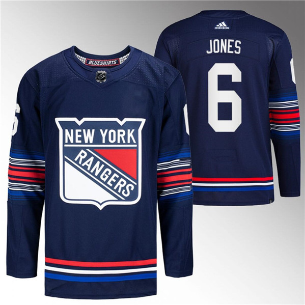 Men's New York Rangers #6 Zac Jones Navy Stitched Jersey