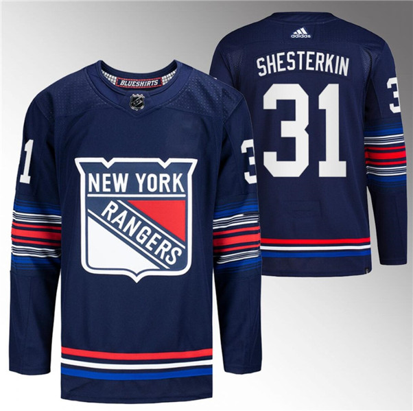 Men's New York Rangers #31 Igor Shesterkin Navy Stitched Jersey
