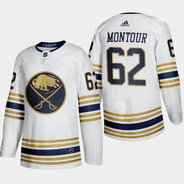 Men's Buffalo Sabres #62 Brandon Montour White 50th Anniversary 2019-20 Third Stitched NHL Jersey