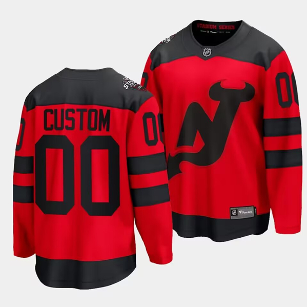 Men's New Jersey Devils Custom Red 2024 Stadium Series Breakaway Stitched Jersey