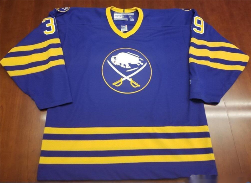 Men's Buffalo Sabres Custom Blue CCM Throwback Stitched NHL Jersey(Short Sleeves)