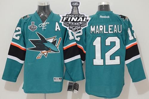 Sharks #12 Patrick Marleau Teal 2016 Stanley Cup Final Patch Stitched NHL Jersey