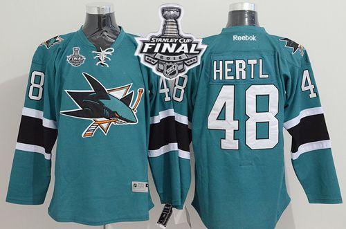 Sharks #48 Tomas Hertl Teal 2016 Stanley Cup Final Patch Stitched NHL Jersey
