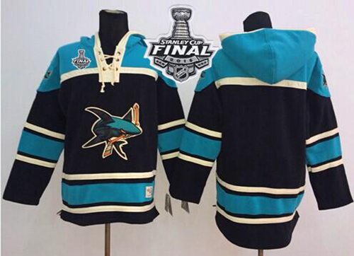 Sharks Blank Black Sawyer Hooded Sweatshirt 2016 Stanley Cup Final Patch Stitched NHL Jersey