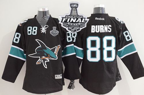 Sharks #88 Brent Burns Black 2016 Stanley Cup Final Patch Stitched NHL Jersey