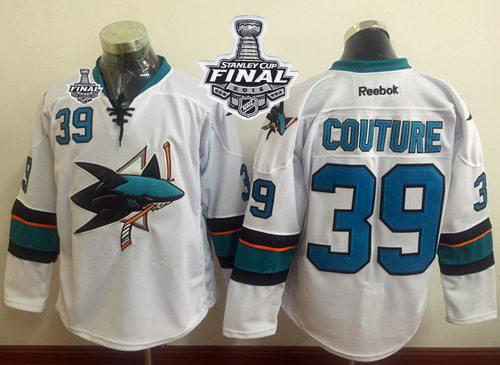 Sharks #39 Logan Couture White 2016 Stanley Cup Final Patch Stitched NHL Jersey