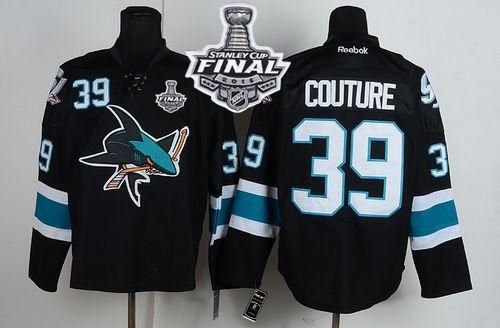 Sharks #39 Logan Couture Black 2016 Stanley Cup Final Patch Stitched NHL Jersey