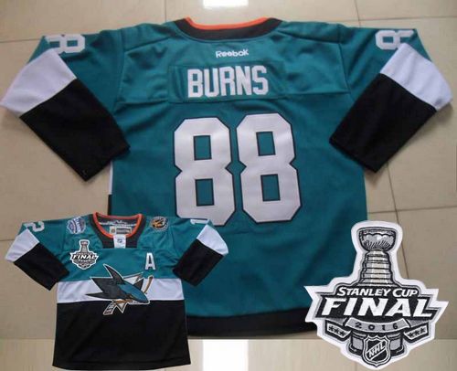 Sharks #88 Brent Burns Teal/Black 2015 Stadium Series 2016 Stanley Cup Final Patch Stitched NHL Jersey
