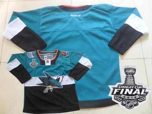 Sharks Blank Teal/Black 2015 Stadium Series 2016 Stanley Cup Final Patch Stitched NHL Jersey