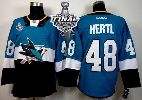 Sharks #48 Tomas Hertl Teal/Black 2015 Stadium Series 2016 Stanley Cup Final Patch Stitched NHL Jersey