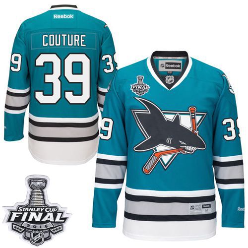 Sharks #39 Logan Couture Teal 25th Anniversary 2016 Stanley Cup Final Patch Stitched NHL Jersey