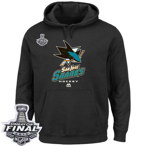 San Jose Sharks Majestic Critical Victory VIII Pullover 2016 Stanley Cup Final Patch Hoodie Black