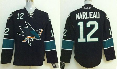 Sharks #12 Patrick Marleau Stitched Black NHL Jersey