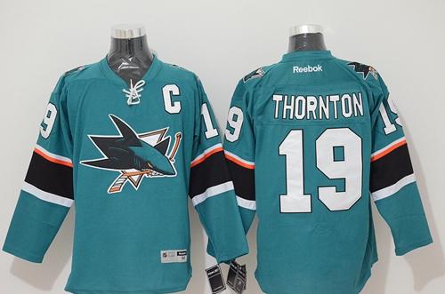 Sharks #19 Joe Thornton Stitched Teal NHL Jersey