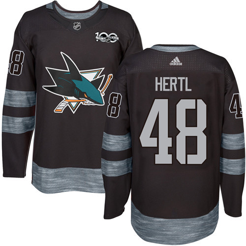 Sharks #48 Tomas Hertl Black 1917-2017 100th Anniversary Stitched NHL Jersey
