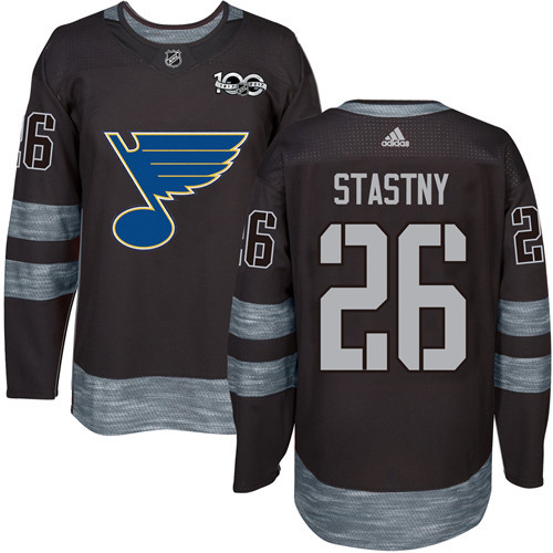 Blues #26 Paul Stastny Black 1917-2017 100th Anniversary Stitched NHL Jersey