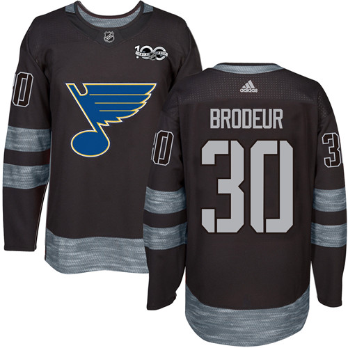 Blues #30 Martin Brodeur Black 1917-2017 100th Anniversary Stitched NHL Jersey