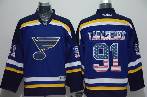 Blues #91 Vladimir Tarasenko Light Blue USA Flag Fashion Stitched NHL Jersey