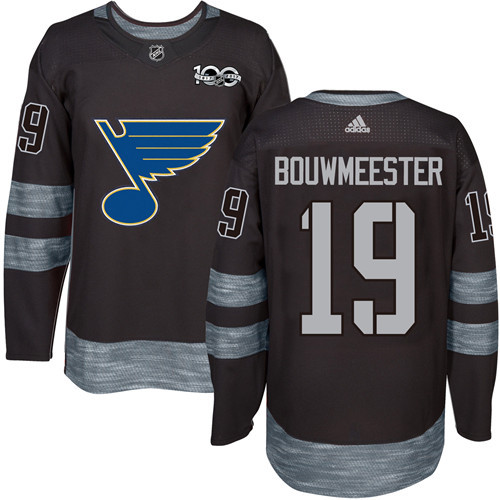 Blues #19 Jay Bouwmeester Black 1917-2017 100th Anniversary Stitched NHL Jersey