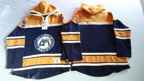 Blues Blank Navy Blue/Gold Sawyer Hooded Sweatshirt Stitched NHL Jersey