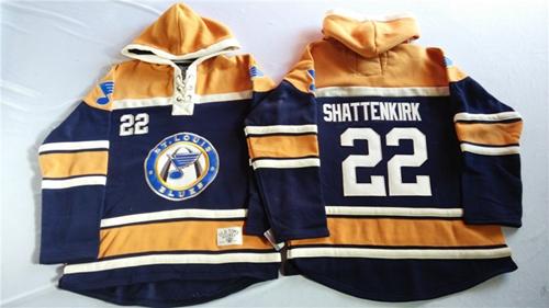 Blues #22 Kevin Shattenkirk Navy Blue/Gold Sawyer Hooded Sweatshirt Stitched NHL Jersey