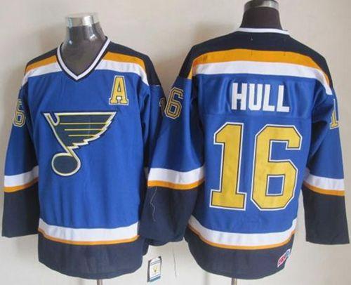 Blues #16 Brett Hull Light Blue CCM Throwback Stitched NHL Jersey