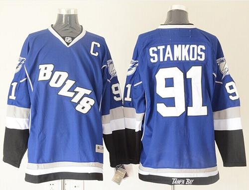 Lightning #91 Steven Stamkos Blue Third Stitched NHL Jersey