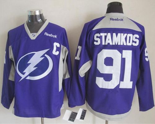 Lightning #91 Steven Stamkos Purple Practice Stitched NHL Jersey