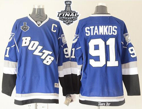 Lightning #91 Steven Stamkos Blue Third 2015 Stanley Cup Stitched NHL Jersey